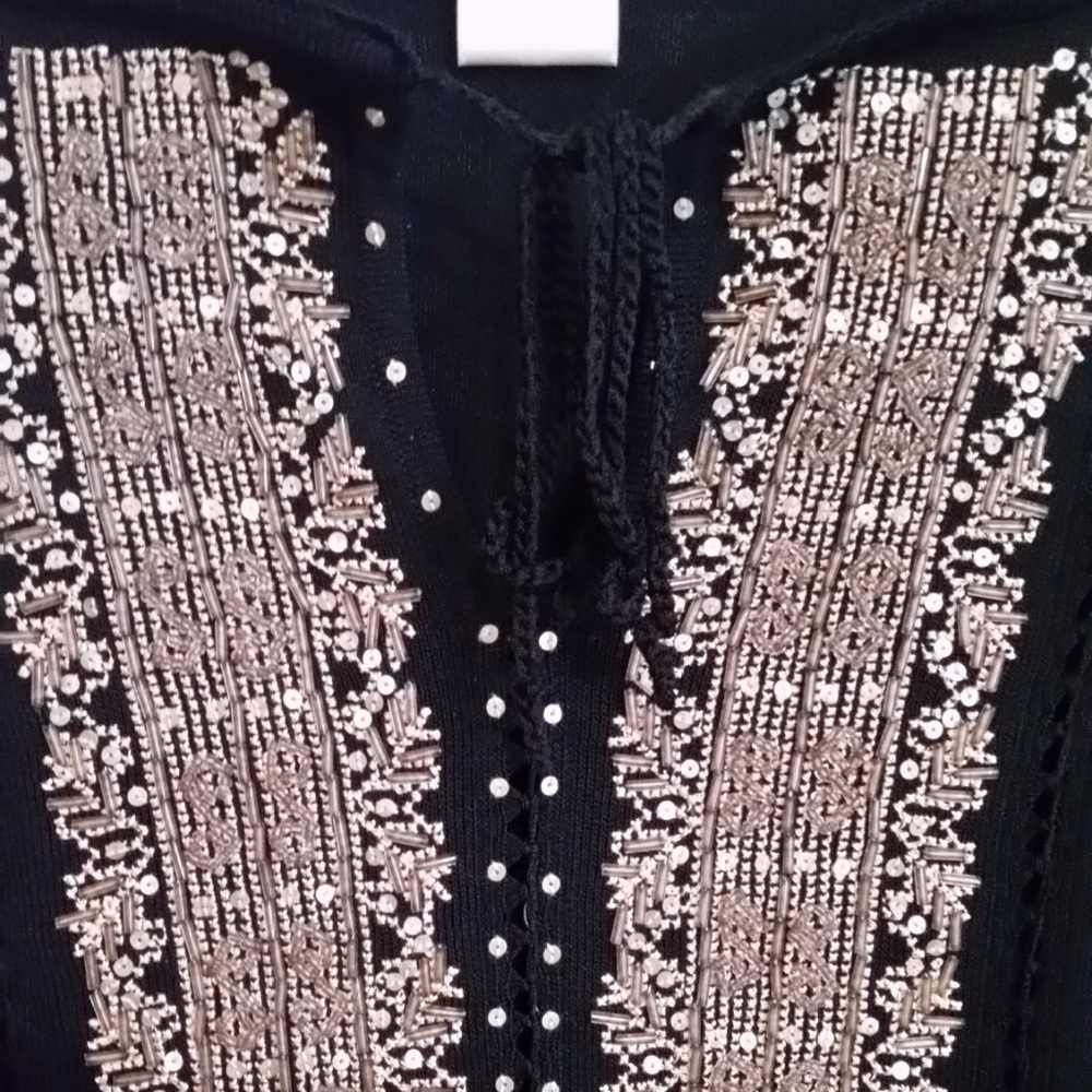 Black Sweater with gold beading detail -Medium - Picture 2 of 3